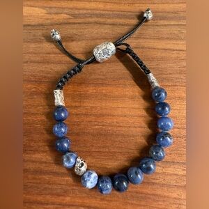 John Varvatos Blue Beaded Bracelet with Silver Accents